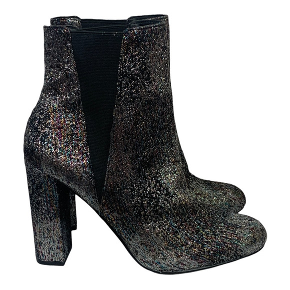 Steve Madden Womens Effect Ankle Boots Booties Metallic Block Heels 8.5 M - Picture 1 of 12